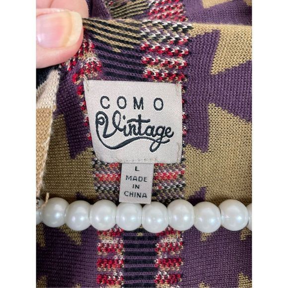 Como Vintage Aztec Long Cardigan Vest Size Large Boho - Picture 3 of 6